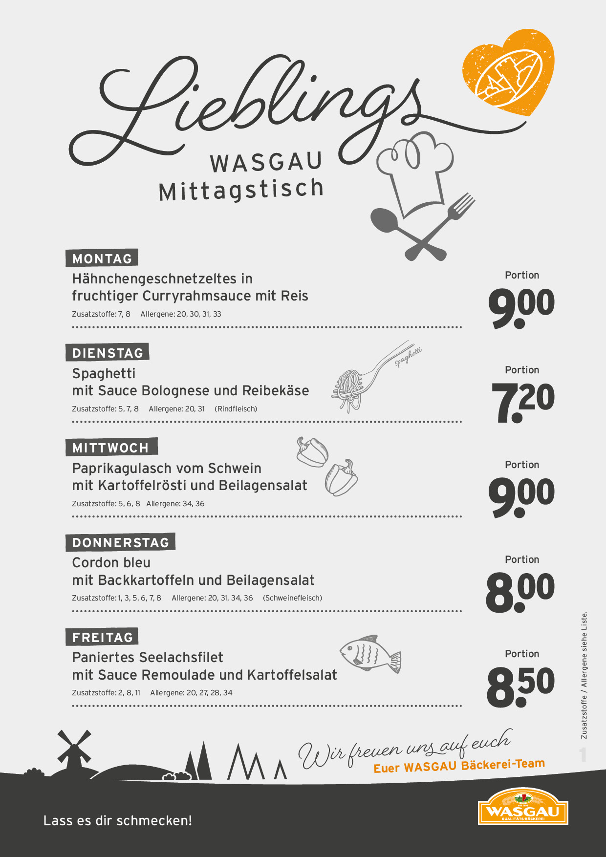 Tagesessen Karte für die KW 06