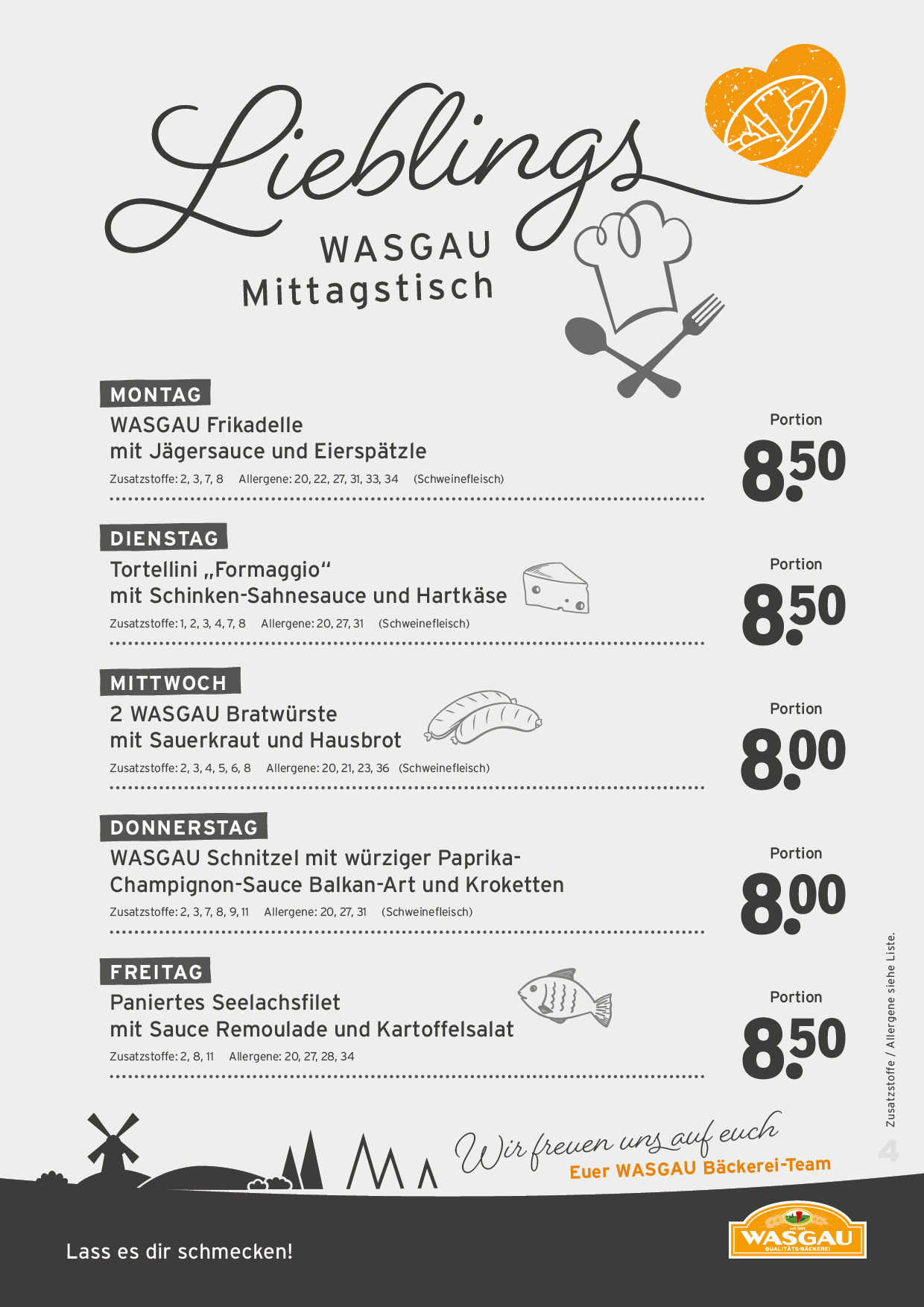 Tagesessen Karte für die KW 17