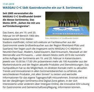 WASGAU C+C lädt Gastrobanche ein zur 8. Sortimenta