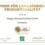 Download - Urkunde WASGAU-Auszeichnung/DLG „Preis für langjährige Produktqualität“