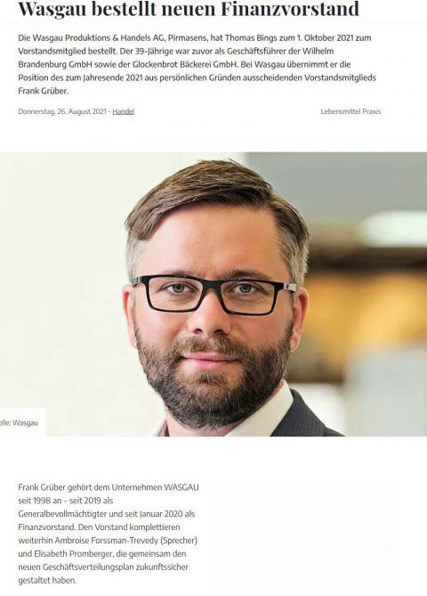 Wasgau bestellt neuen Finanzvorstand