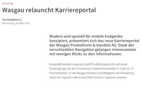 WASGAU relauncht Karriereportal