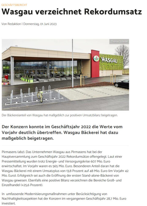 Wasgau verzeichnet Rekordumsatz