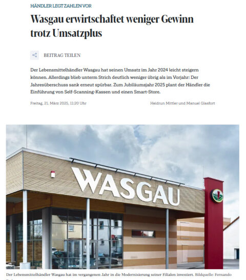 Wasgau erwirtschaftet weniger Gewinn trotz Umsatzplus