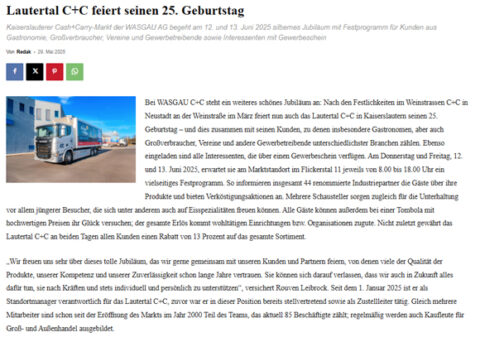 Lautertal C+C feiert seinen 25. Geburtstag