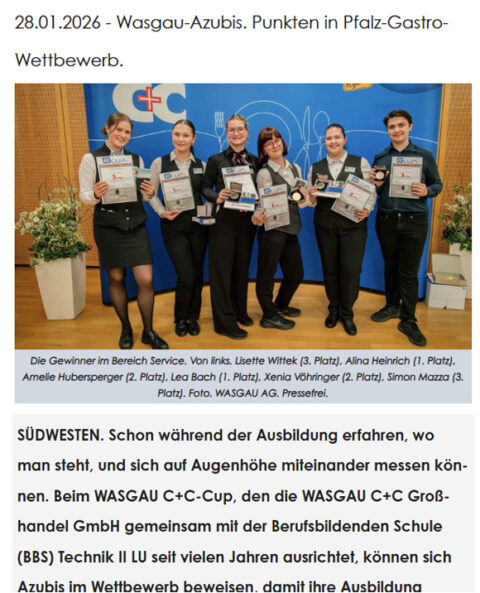 Wasgau-Azubis. Punkten in Pfalz-Gastro-Wettbewerb.