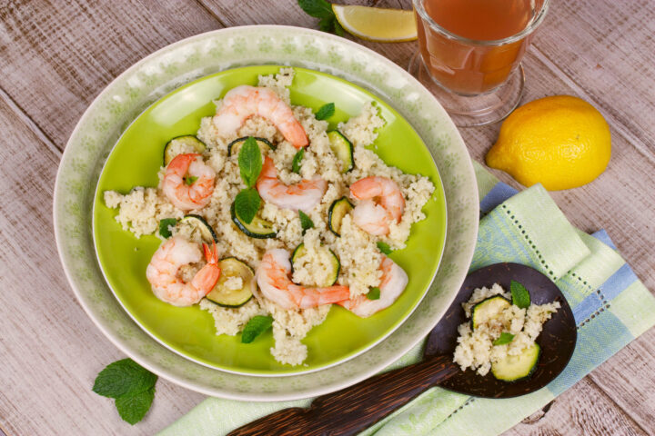 sommerliches Rezept mit Garnelen und Bulgursalat