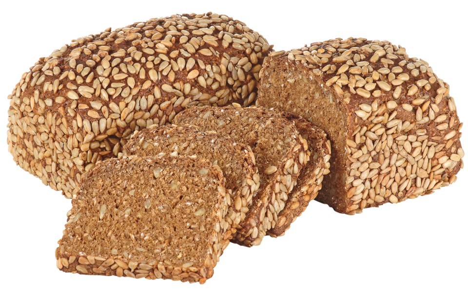 Abbildung des WASGAU Dinkelvollkorn-Kasten, 600g Brotlaib in Kastenform mit Sonnenblumenkerne darin und darauf. Saftiger Anschnitt und schöne braune Färbung der Krume.