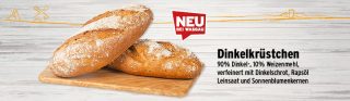 neues Sortiment bei der WASGAU Bäckerei, feines Dinkelrküstchen