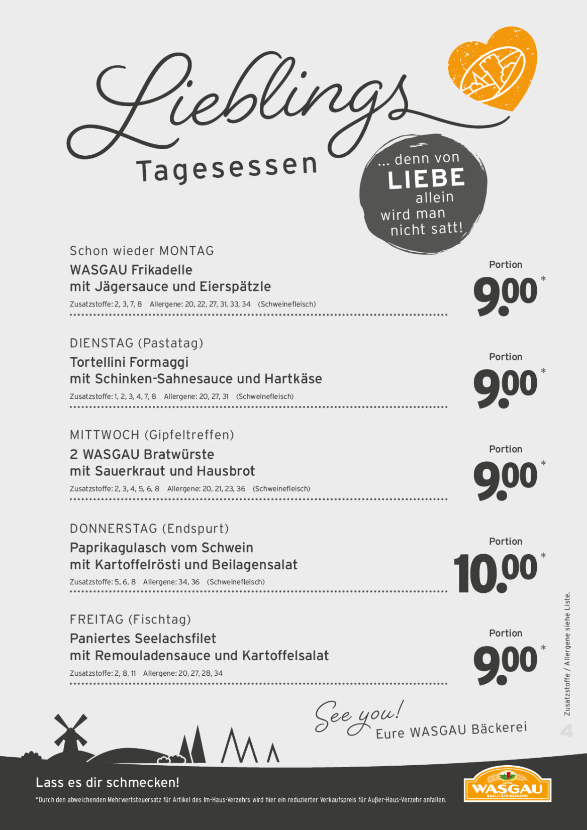 Tagesessen Karte für die KW 18