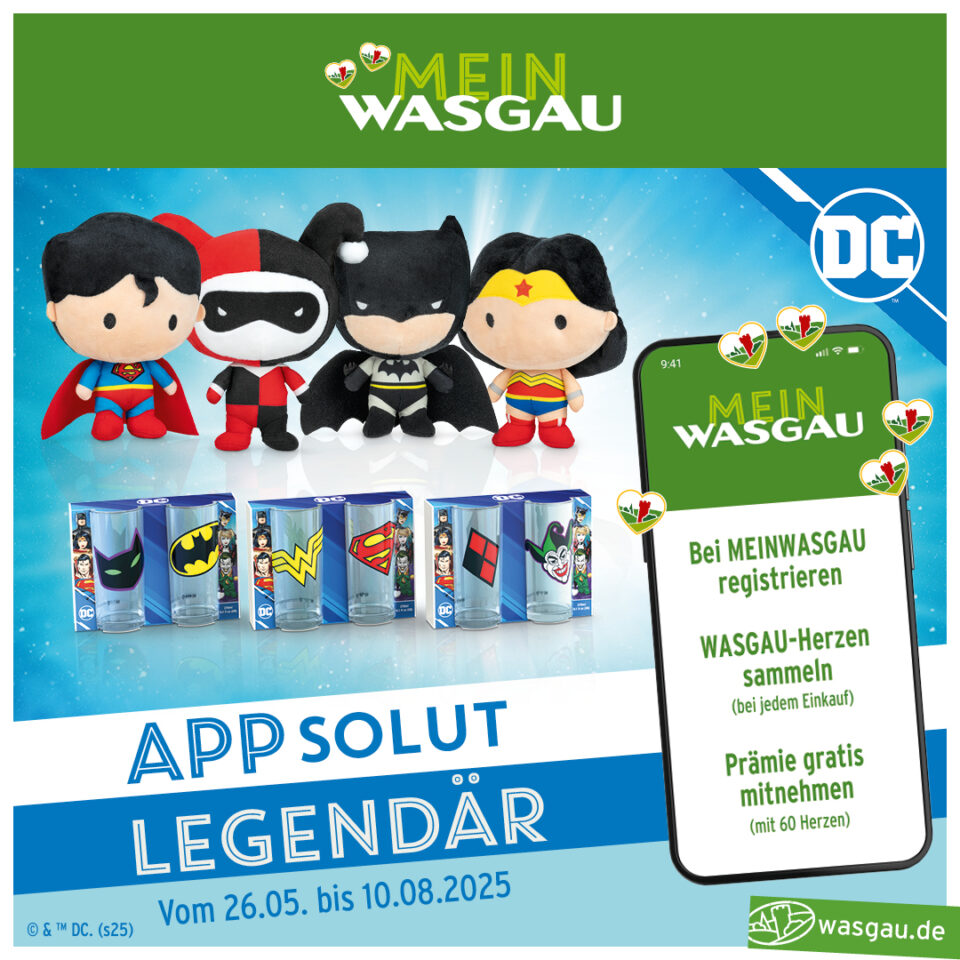 Mit der WASGAU App gratis Treueprämie von DC Heroes sichern