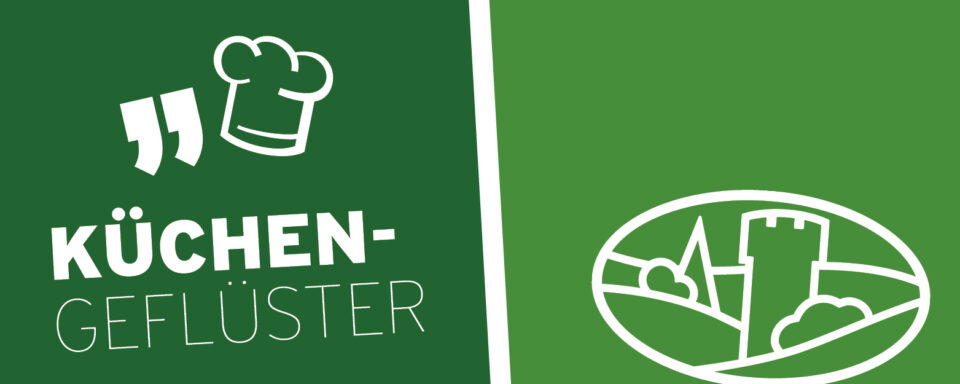 Grafik mit Kochmütze, Anführungszeichen und dem Text 