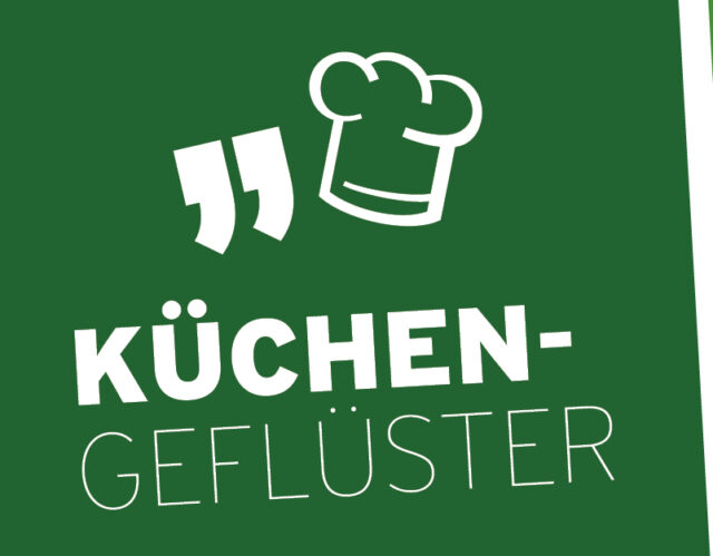 Grafik mit Kochmütze, Anführungszeichen und dem Text 