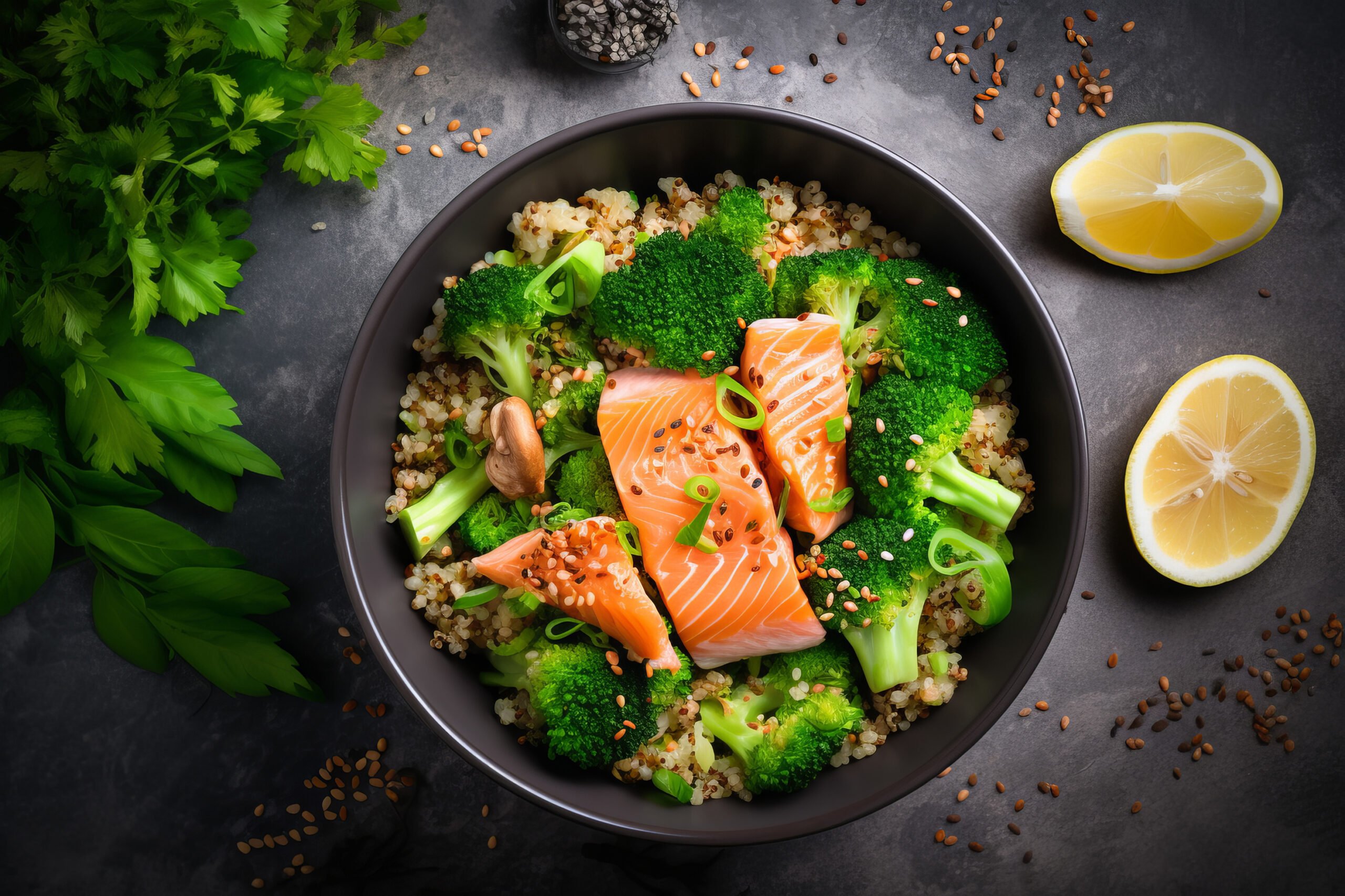 Sesam Lachs mit Broccoli