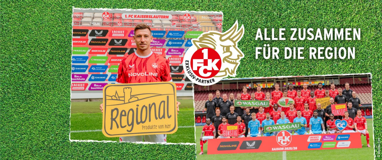 Fußballspieler des 1. FC Kaiserslautern posieren mit 
