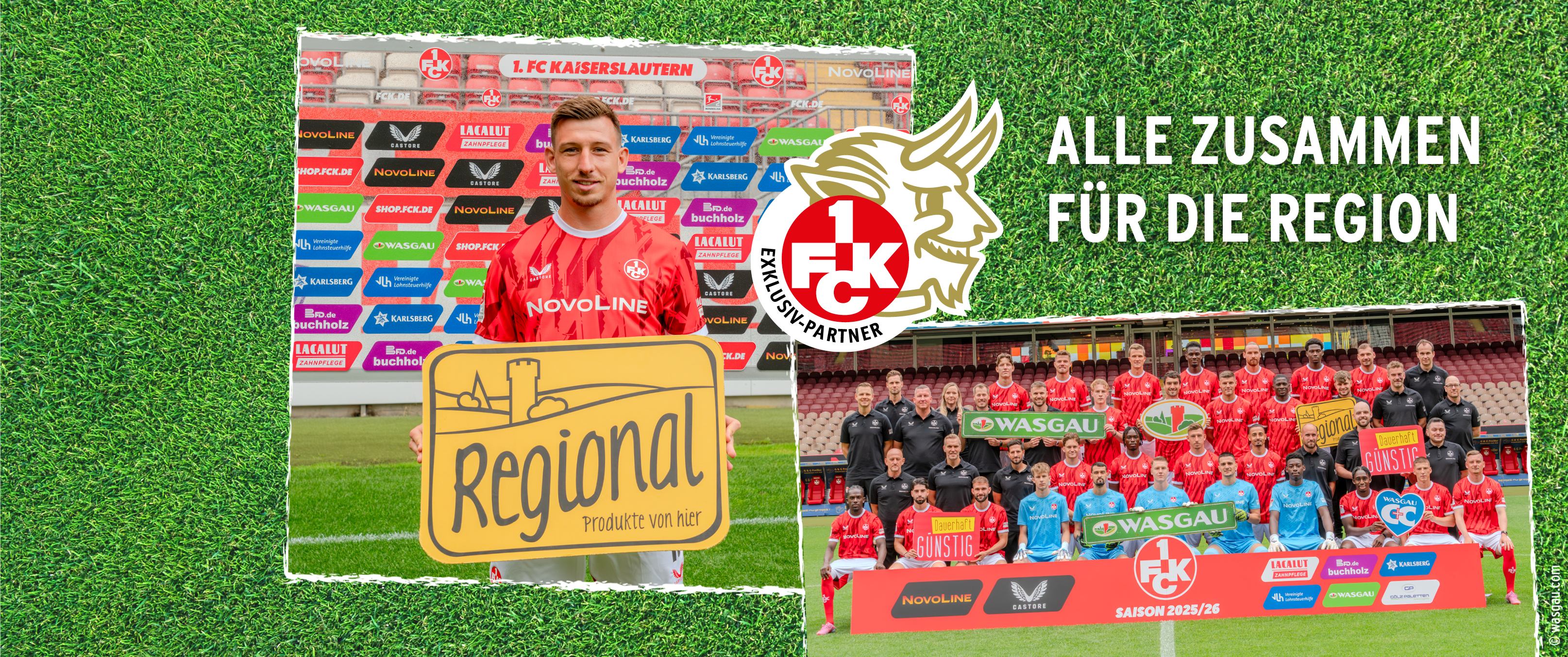 Fußballspieler des 1. FC Kaiserslautern posieren mit 