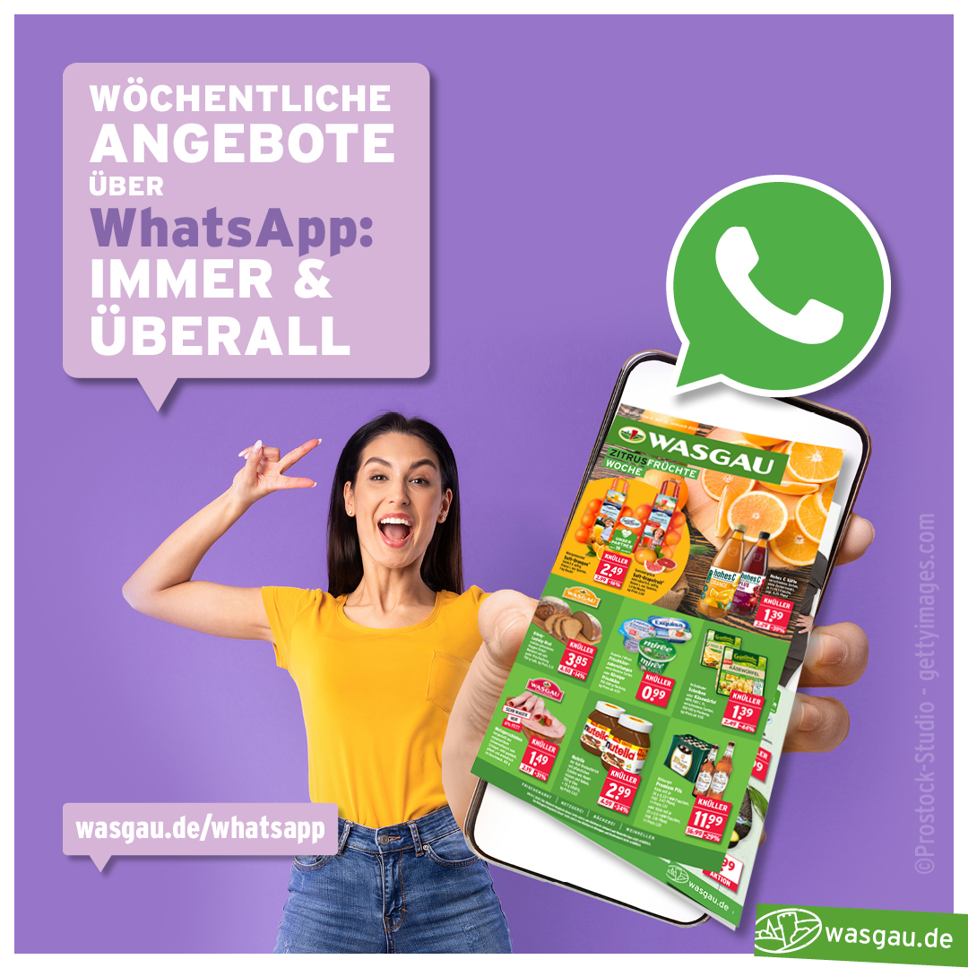 Hier WASGAU Prospekt per WhatsApp abonnieren.