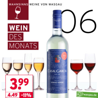 Mit dem Wein des Monats Juni begrüßt WASGAU den Sommer. Dieser Vino Verde darf auf keiner Sommerparty fehlen.