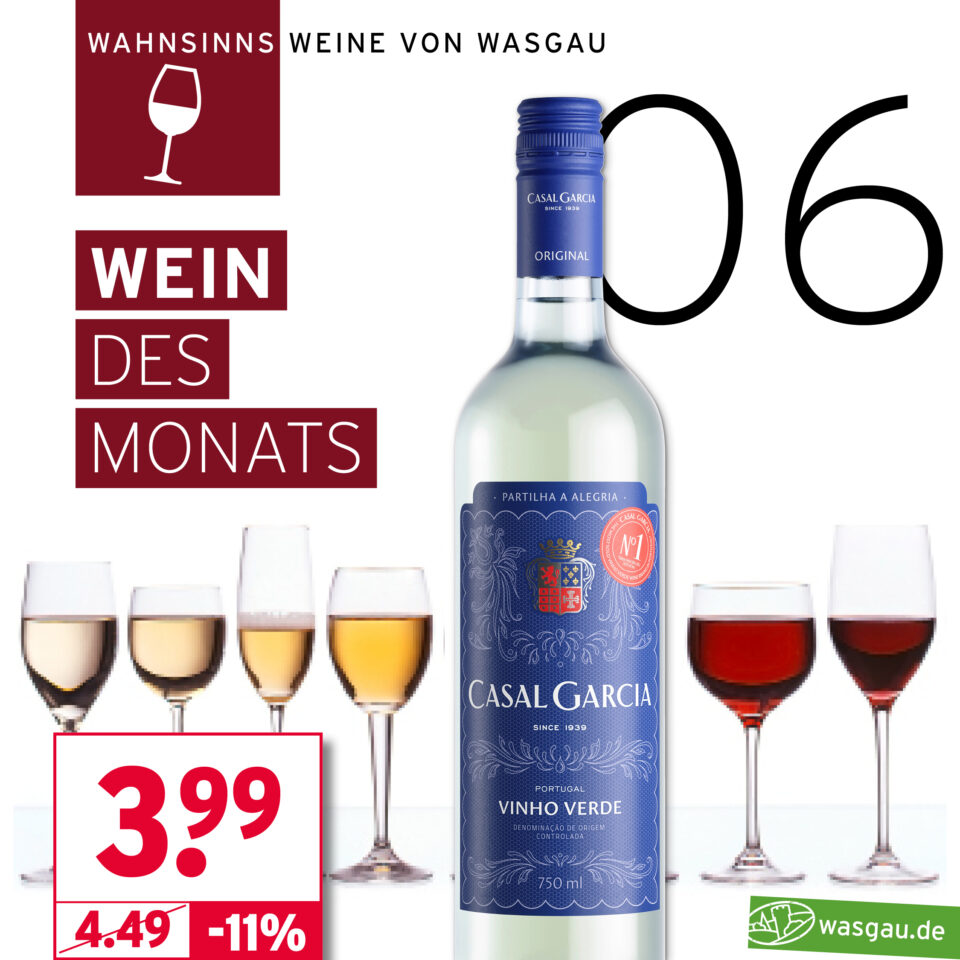 Mit dem Wein des Monats Juni begrüßt WASGAU den Sommer. Dieser Vino Verde darf auf keiner Sommerparty fehlen.