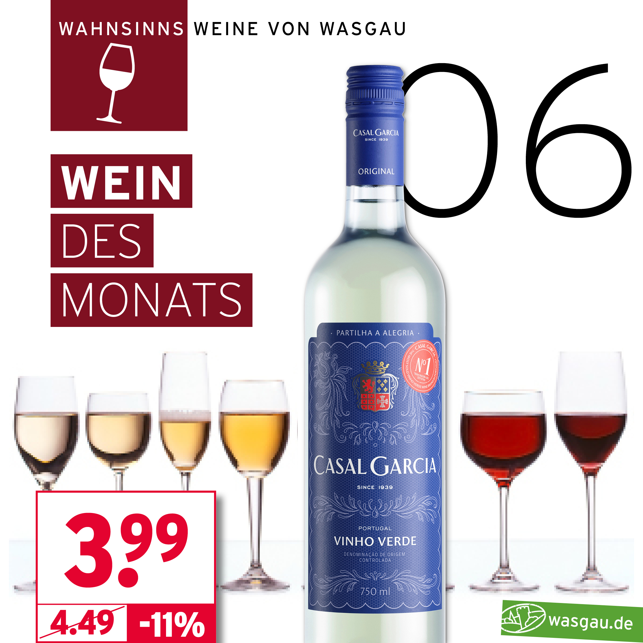 Mit dem Wein des Monats Juni begrüßt WASGAU den Sommer. Dieser Vino Verde darf auf keiner Sommerparty fehlen.