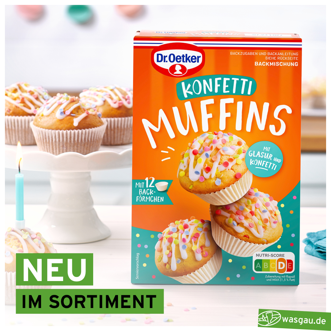 Backmischung von Dr. Oetker für bunte Konfetti-Muffins