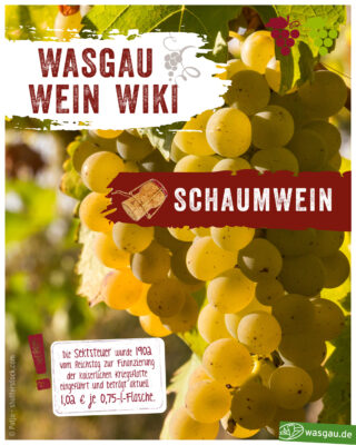 Eine Nahaufnahme von grünen Trauben an einer Rebe mit Text: 